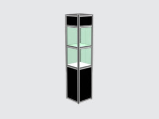 500 Cube column .5m x .5m - 1 glass shelf / .5m x .5m showcase with cube- 1 glass shelf
