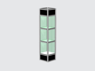 502- Column .5m x .5m - 2 glass shelves / .5m x .5m showcase with 2 glass shelf