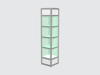 503- Column .5m x .5m - 3 glass shelves / .5m x .5m showcase with 3 glass shelf