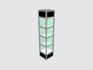 503- Column .5m x .5m - 3 glass shelves / .5m x .5m showcase with 3 glass shelf