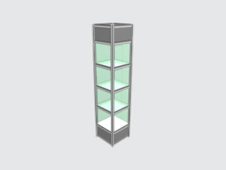 503- Column .5m x .5m - 3 glass shelves / .5m x .5m showcase with 3 glass shelf