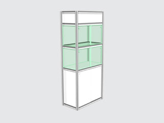 504 Cube column .5m x 1m - 1 glass shelf / .5m x 1m showcase with cube- 1 glass shelf
