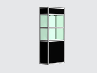 504 Cube column .5m x 1m - 1 glass shelf / .5m x 1m showcase with cube- 1 glass shelf