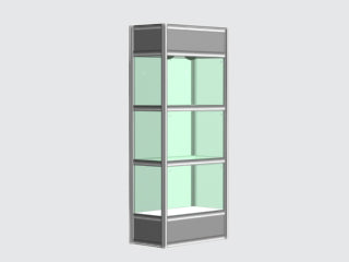 506- Column .5m x 1m - 2 glass shelves / .5m x 1m showcase with 2 glass shelf
