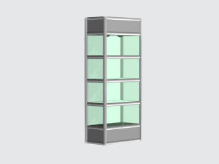507- Column .5m x 1m - 3 glass shelves / .5m x 1m showcase with 3 glass shelf