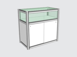 402-Comptoir dessus vitré .5m x 1m  / .5m x 1m Glass Counter with glass top - Expo-Champs