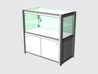 403-Comptoir dessus vitré .5m x 1m -1 tab vitré / .5m x 1m Counter with glass top-1 glass shelf - Expo-Champs