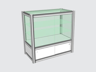 404-Glass top counter .5m x 1m -2 glass shelves / .5m x 1m Counter with glass top-2 glass shelves - Expo-Champs