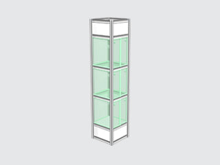 502- Column .5m x .5m - 2 glass tabs / .5m x .5m showcase with 2 glass shelves - Mondial de la bière