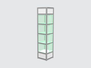 503- Colonne .5m x .5m - 3 tab vitré / .5m x .5m showcase with 3 glass shelf - Expo-Champs