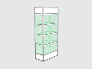 507- Colonne .5m x 1m - 3 tab vitré / .5m x 1m showcase with 3 glass shelf - Expo-Champs